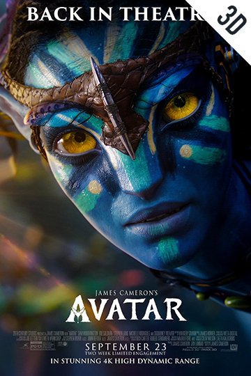 3D Avatar (Re-Release 2022) (PG-13) Movie Poster